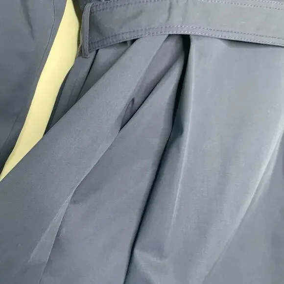 Navy Blue Vintage 70s 80s Trench Coat Horn Button Style Belted Classic Medium - Picture 11 of 15